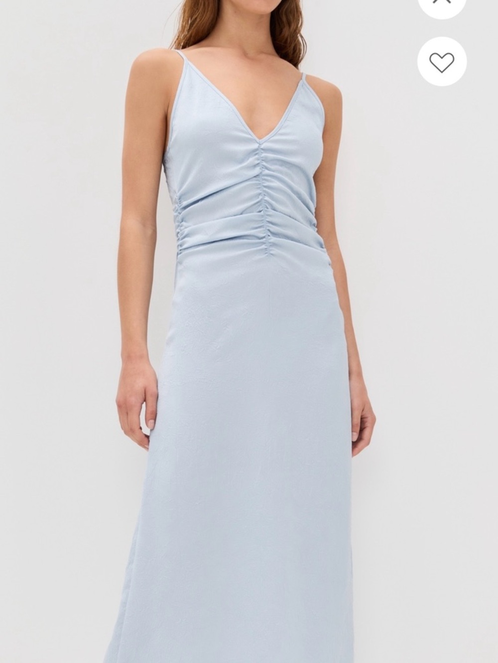 Baum Und Pfergarten Light Blue Ruched V-Neck Slip Dress